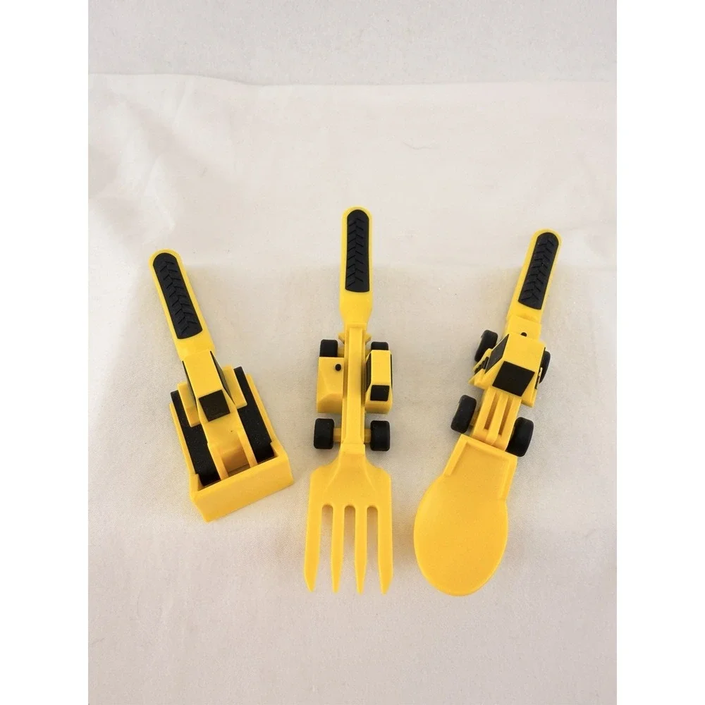 Kids Utensil Set Constructive Eating Construction Fork Spoon Bulldozer